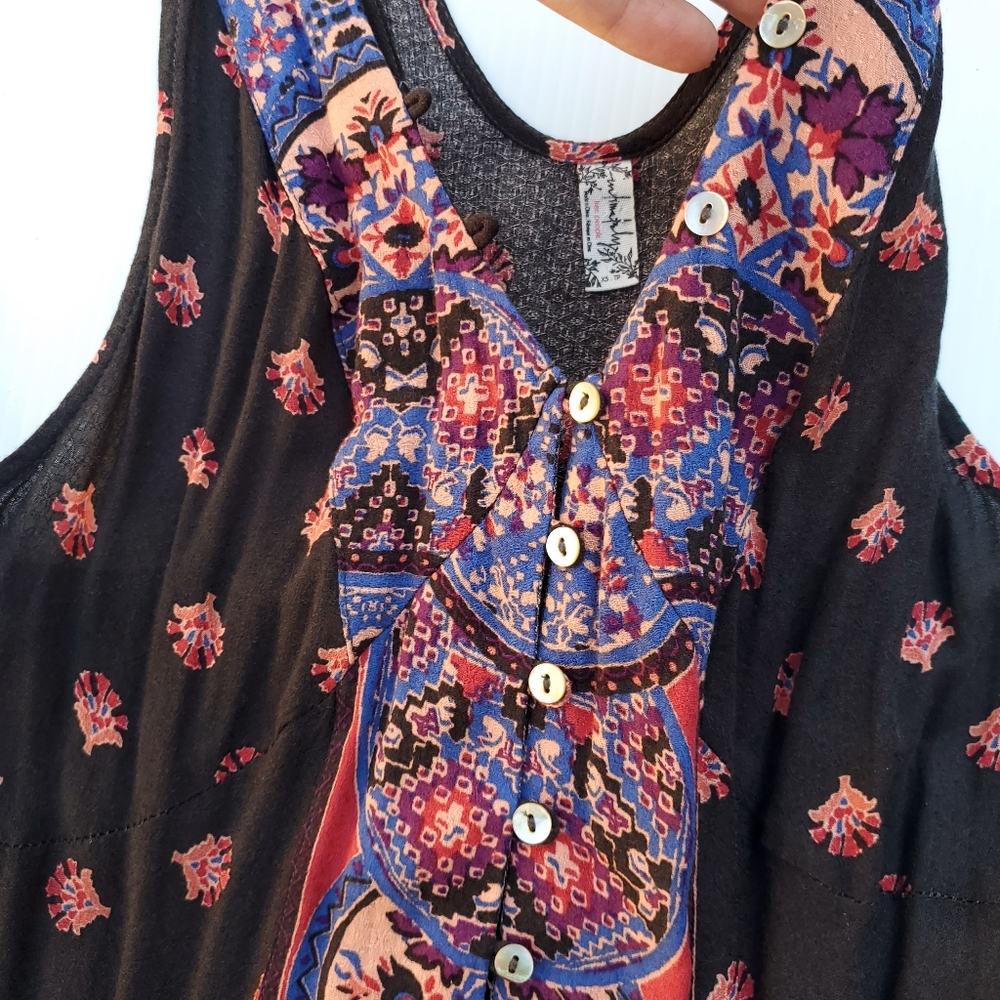 Free People Boho Flowy Midi Button Front Dress - image 3